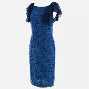 Ainea Lace Floral Ruffle Sleeveless Midi Dress Retail $490 NWT